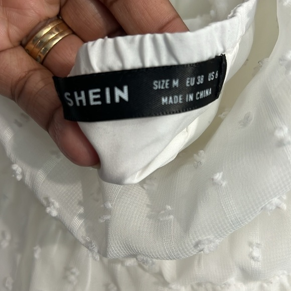 Shein white long-sleeve Swiss dot dress - size Medium - Picture 7 of 7
